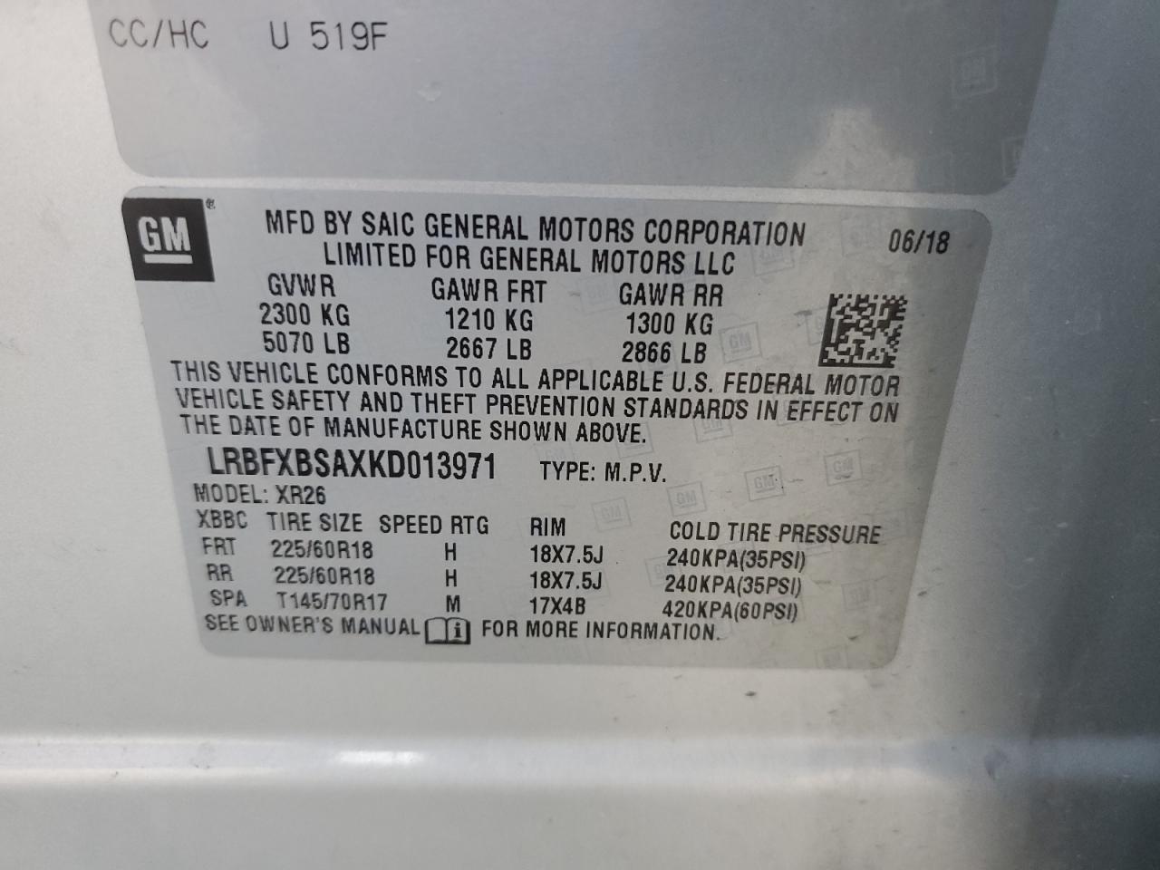 Lot #2955356540 2019 BUICK ENVISION P