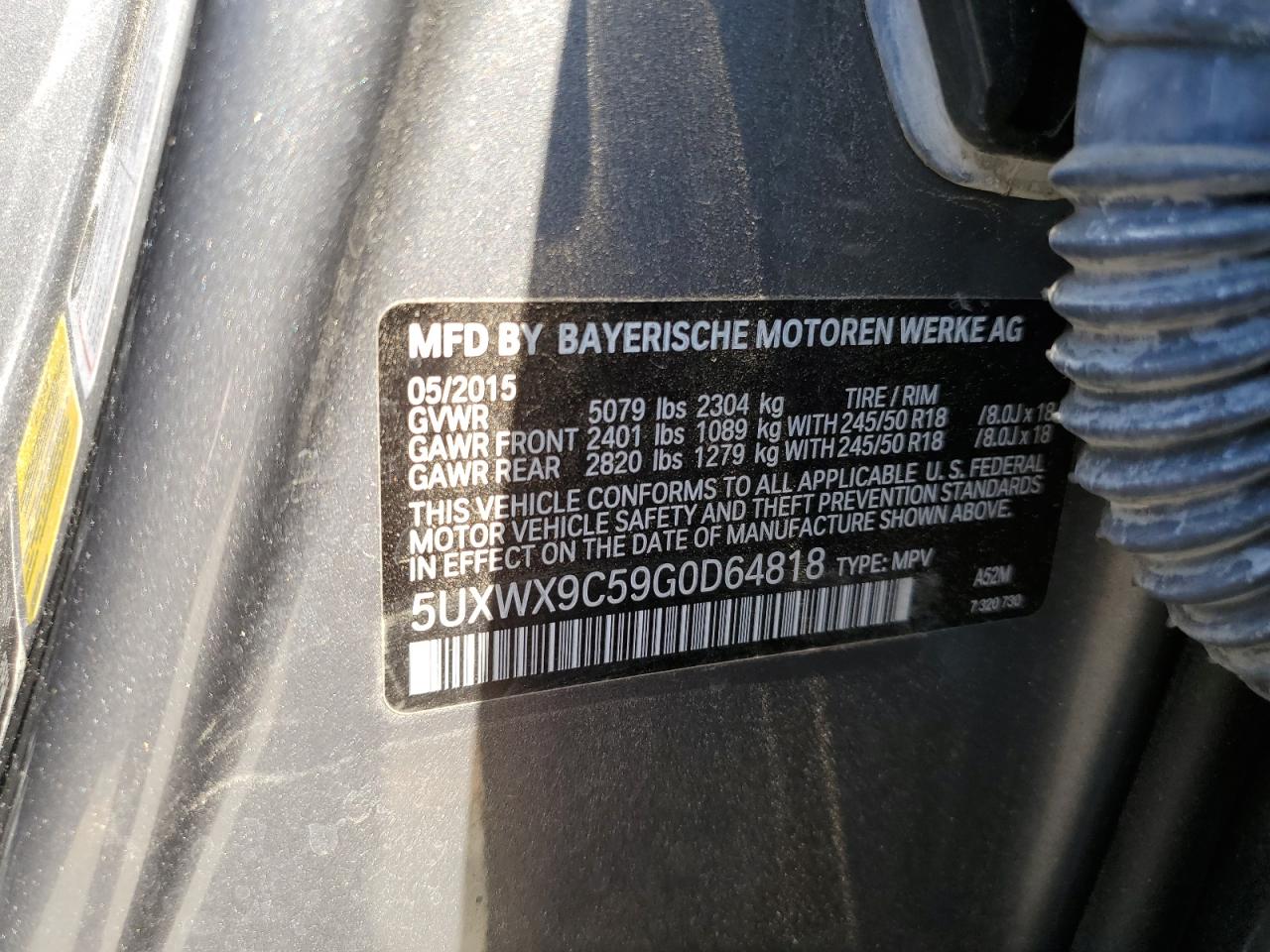 5UXWX9C59G0D64818 2016 BMW X3 xDrive28I