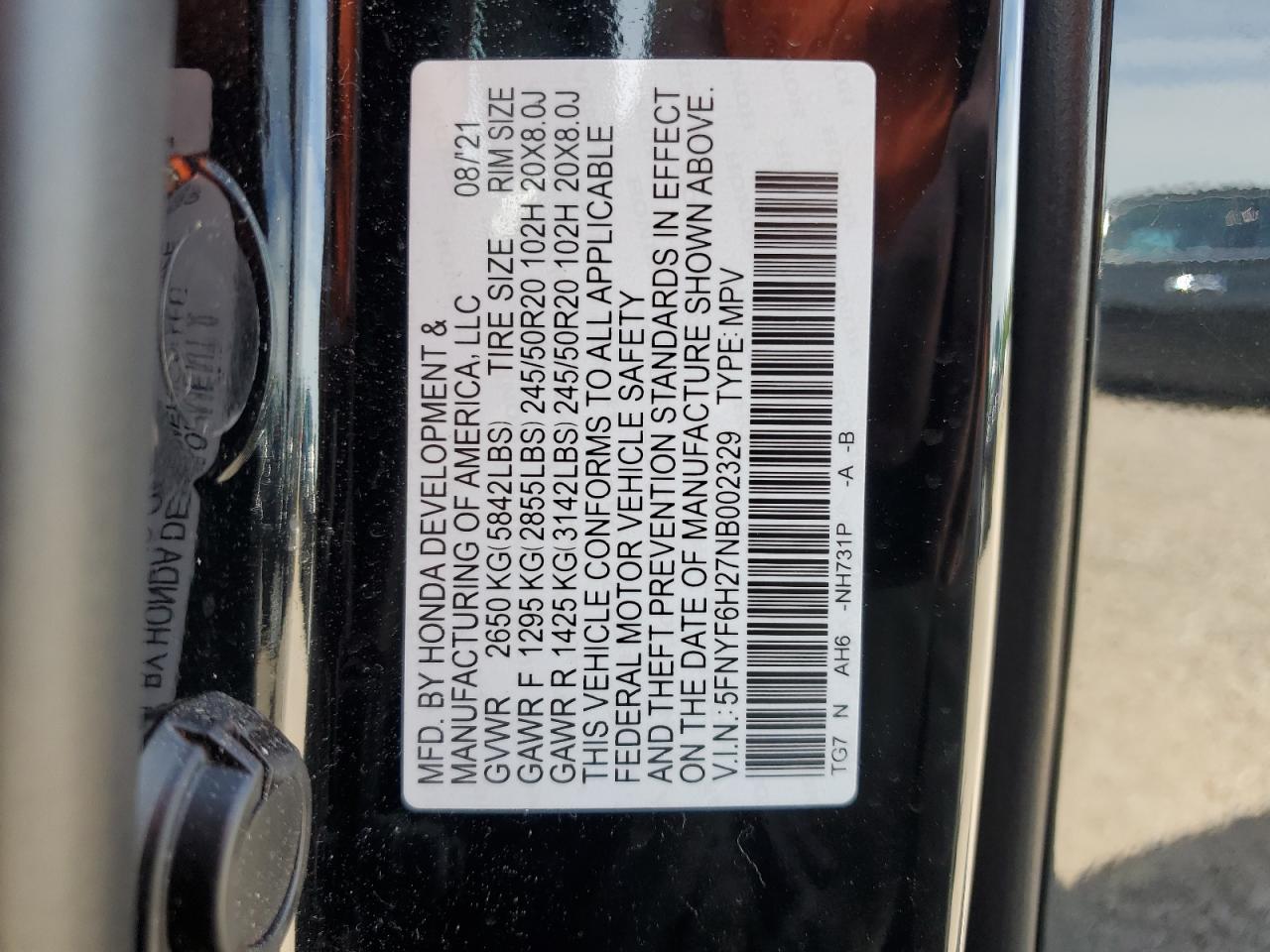 2022 Honda Pilot Se vin: 5FNYF6H27NB002329