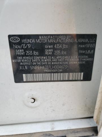 2020 Hyundai Sonata Limited VIN: 5NPEH4J27LH004673 Lot: 61279694
