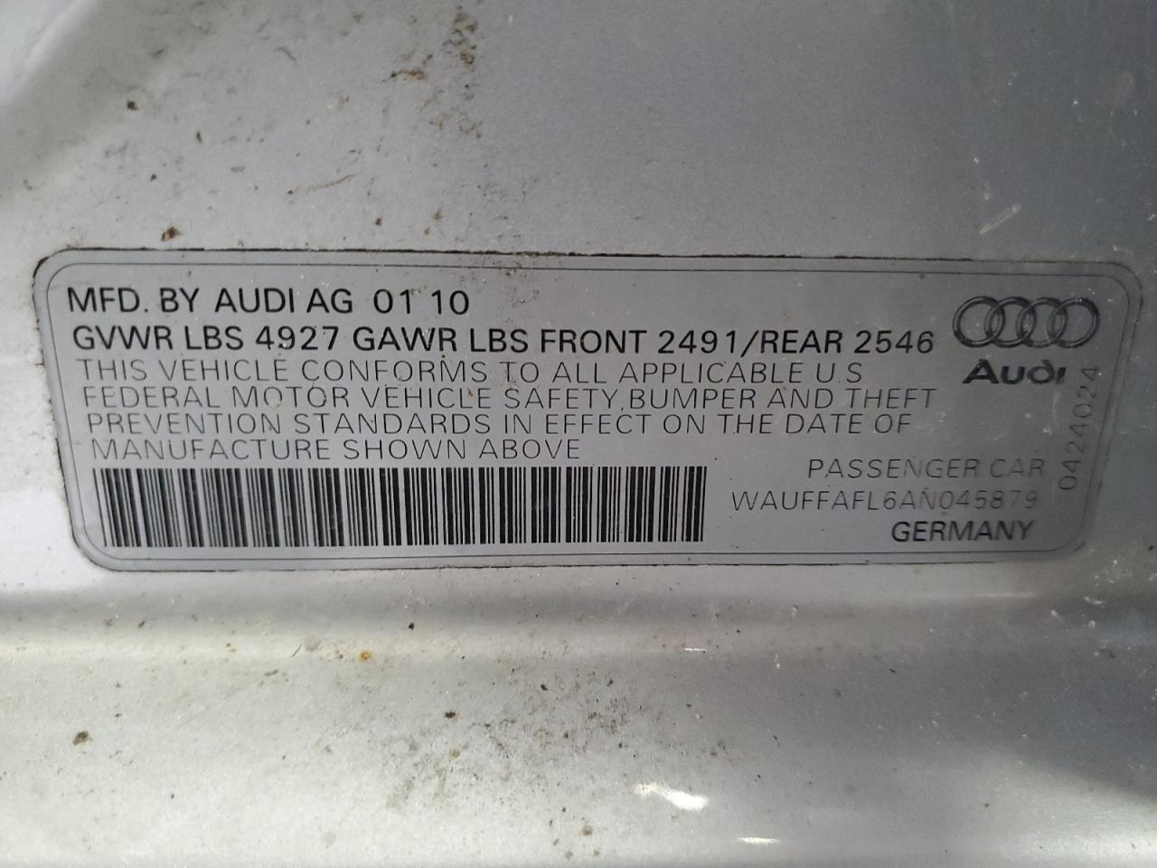 WAUFFAFL6AN045879 2010 Audi A4 Premium Plus