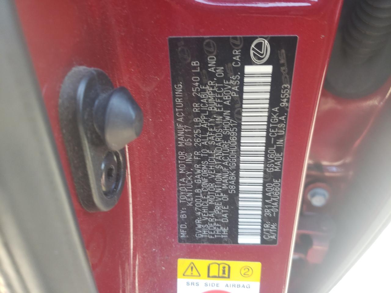 58ABK1GG0HU069517 2017 Lexus Es 350