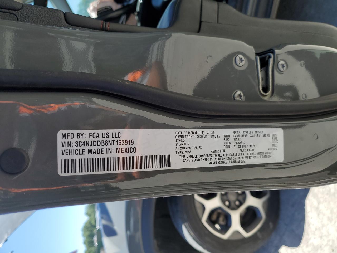 3C4NJDDB8NT153919 2022 Jeep Compass Trailhawk