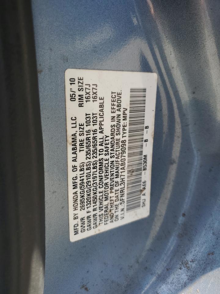 5FNRL3H71AB079098 2010 Honda Odyssey Exl