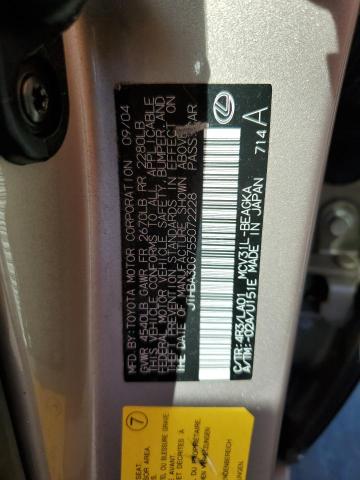 2005 Lexus Es 330 VIN: JTHBA30G755072228 Lot: 62194684