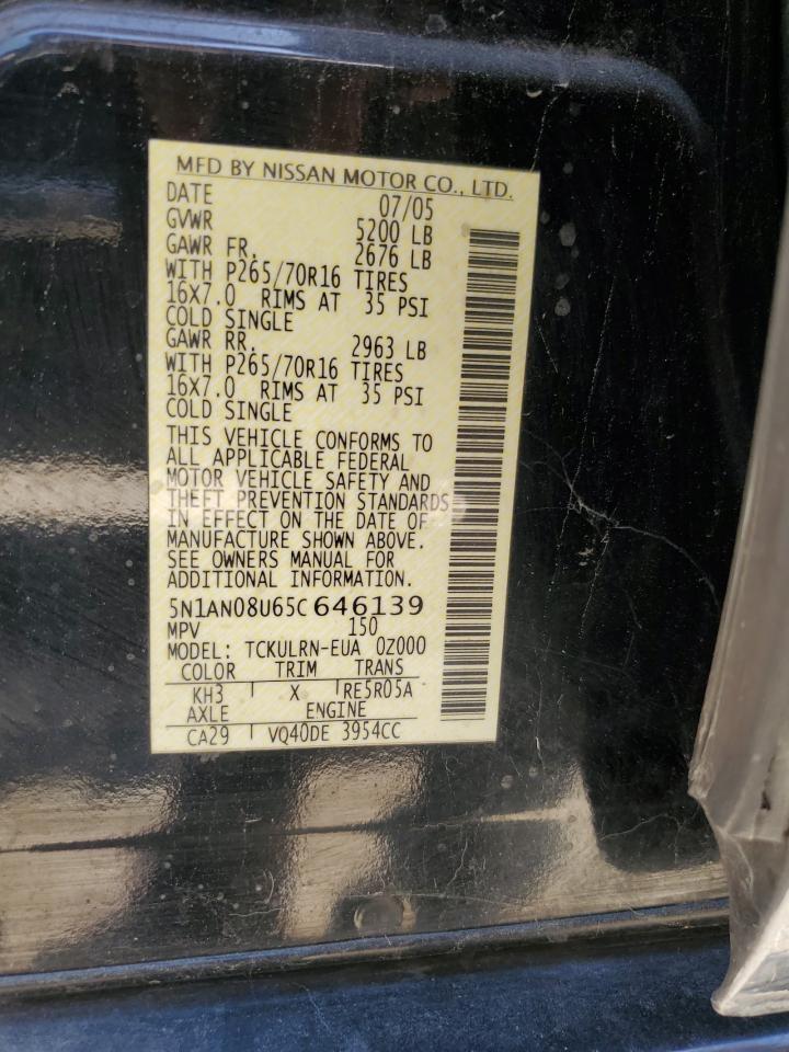 5N1AN08U65C646139 2005 Nissan Xterra Off Road