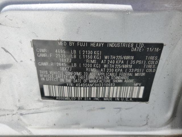 2017 Subaru Outback 2.5I Limited VIN: 4S4BSANC0H3310683 Lot: 61294744