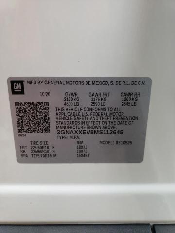 2021 Chevrolet Equinox Premier VIN: 3GNAXXEV8MS112645 Lot: 63291804