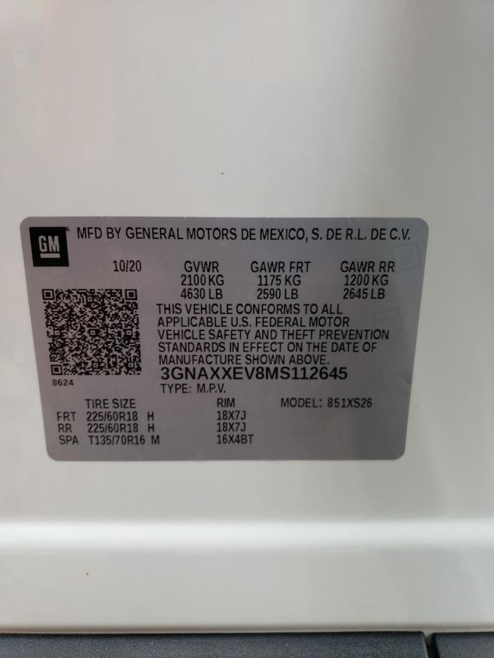 3GNAXXEV8MS112645 2021 Chevrolet Equinox Premier