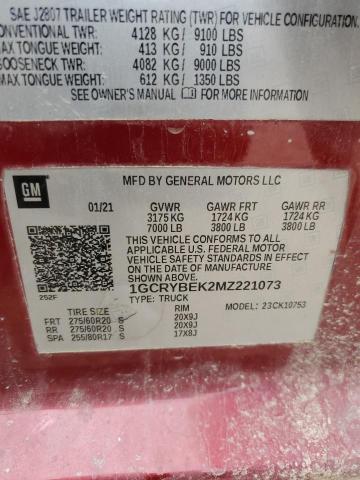 2021 CHEVROLET 1500 - 1GCRYBEK2MZ221073