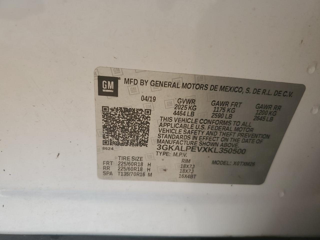 3GKALPEVXKL350500 2019 GMC Terrain Slt