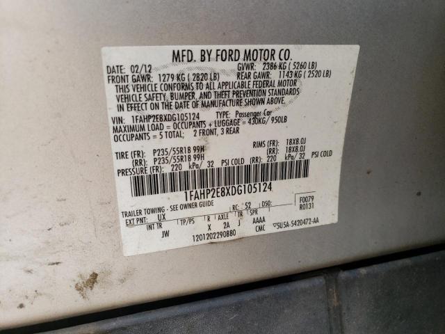 2013 Ford Taurus Sel VIN: 1FAHP2E8XDG105124 Lot: 61948264