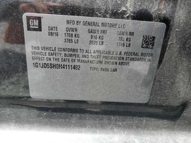 2017 CHEVROLET SONIC LT - 1G1JD5SH0H4111492