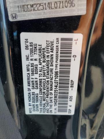 2004 Honda Civic Lx VIN: 1HGEM22514L071096 Lot: 61654594