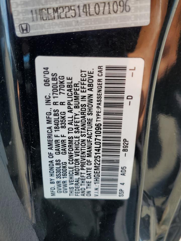 1HGEM22514L071096 2004 Honda Civic Lx