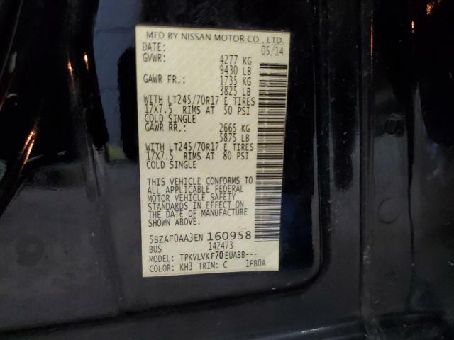 2014 Nissan Nv 3500 S VIN: 5BZAF0AA3EN160958 Lot: 61142524