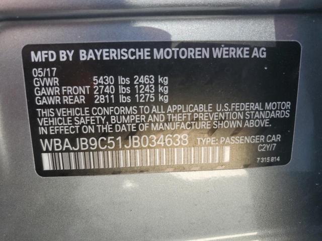 VIN WBAJB9C51JB034638 2018 BMW 5 Series, M550XI no.13