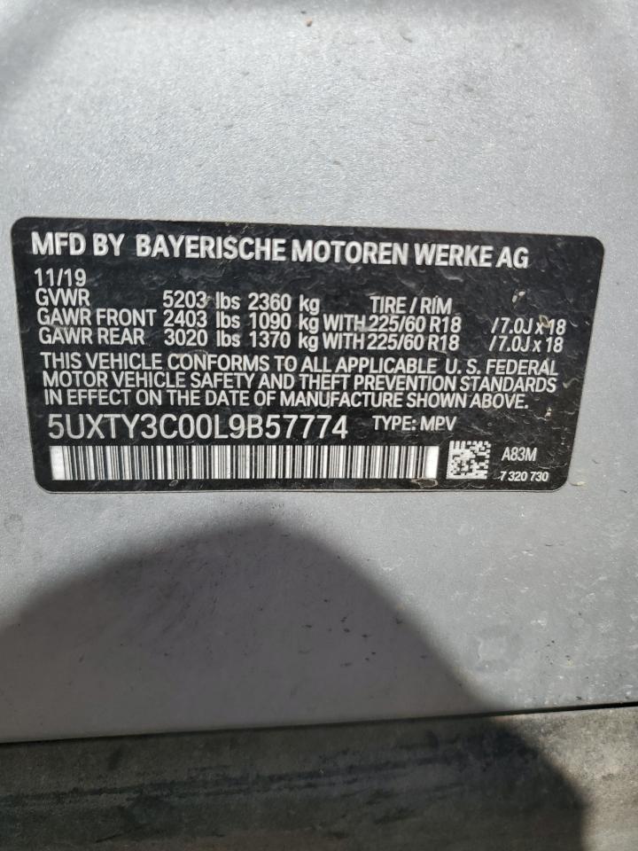 5UXTY3C00L9B57774 2020 BMW X3 Sdrive30I