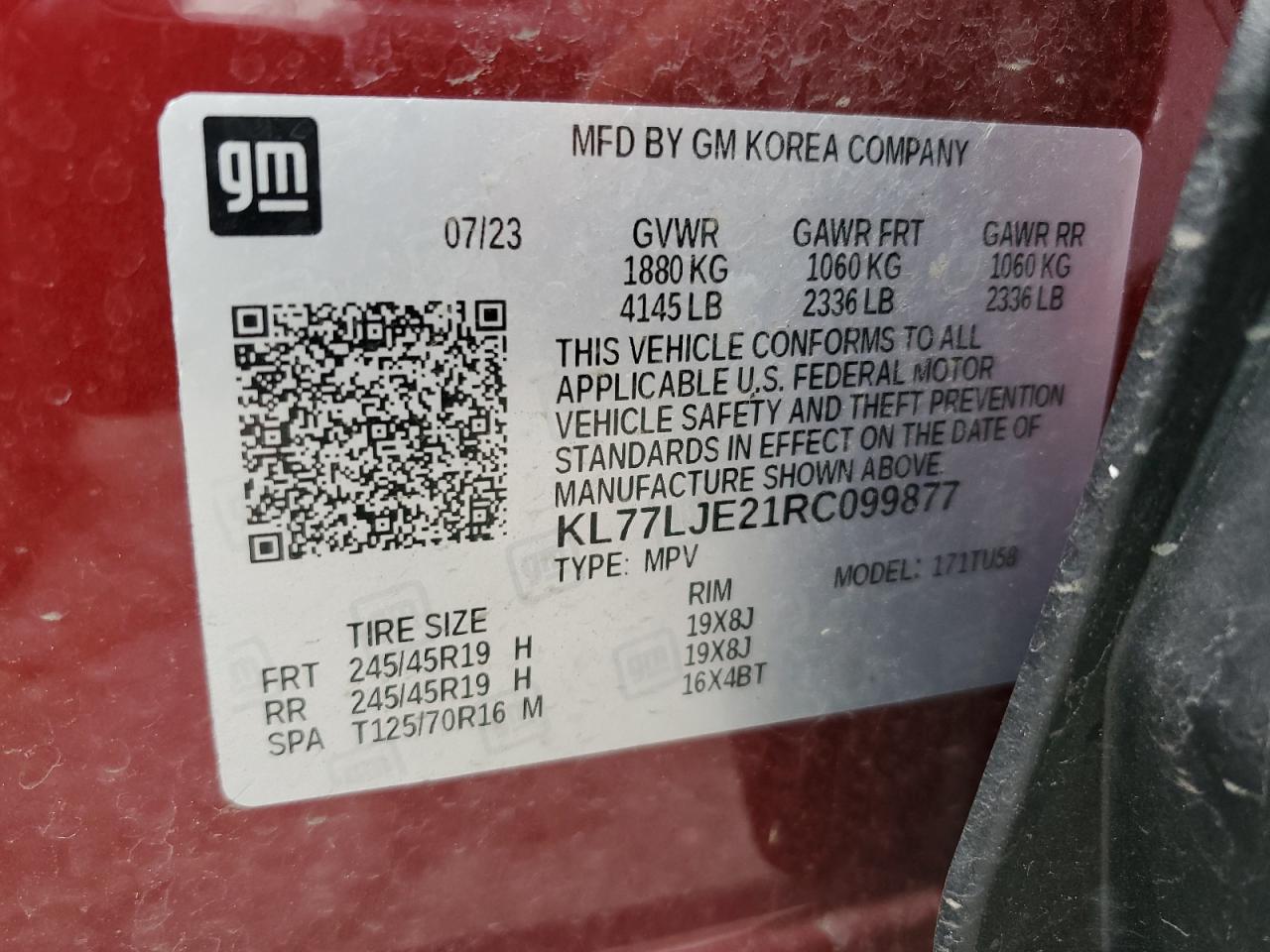 KL77LJE21RC099877 2024 Chevrolet Trax 2Rs