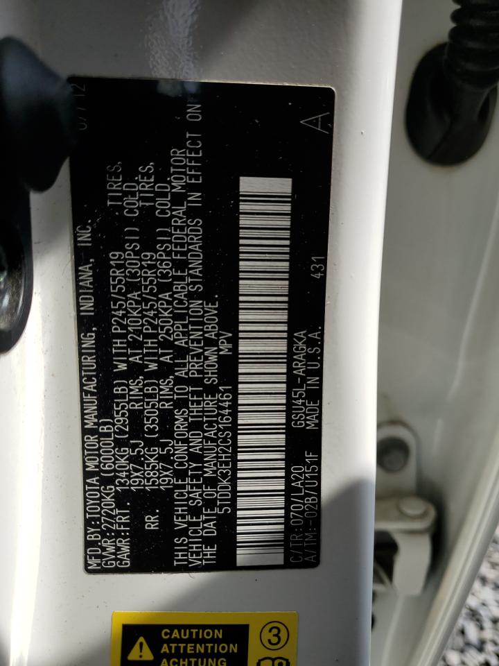 5TDDK3EH2CS164461 2012 Toyota Highlander Limited