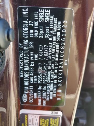 2012 Kia Sorento Base VIN: 5XYKT3A10CG261023 Lot: 61091304