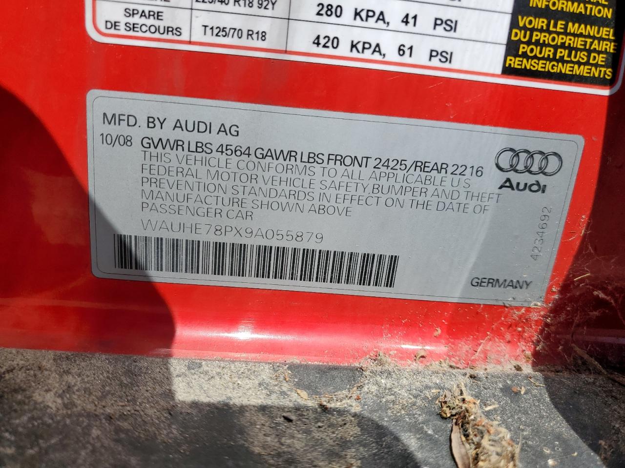 WAUHE78PX9A055879 2009 Audi A3 2.0T