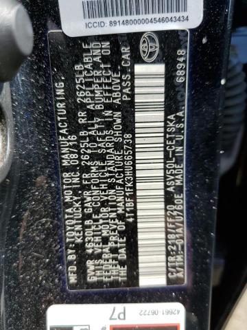 VIN 4T1BF1FK3HU665738 2017 Toyota Camry, LE no.12