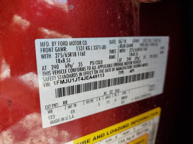 2018 Ford Expedition Xlt VIN: 1FMJU1JT4JEA49113 Lot: 60969824