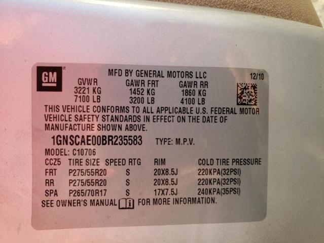 2011 Chevrolet Tahoe C1500 Ls VIN: 1GNSCAE00BR235583 Lot: 61626664