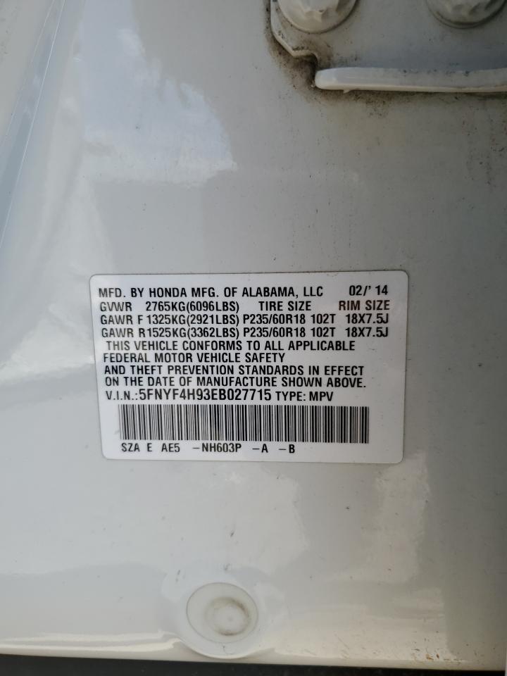 5FNYF4H93EB027715 2014 Honda Pilot Touring