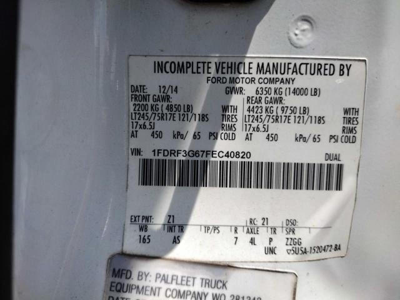 1FDRF3G67FEC40820 2015 Ford F350 Super Duty