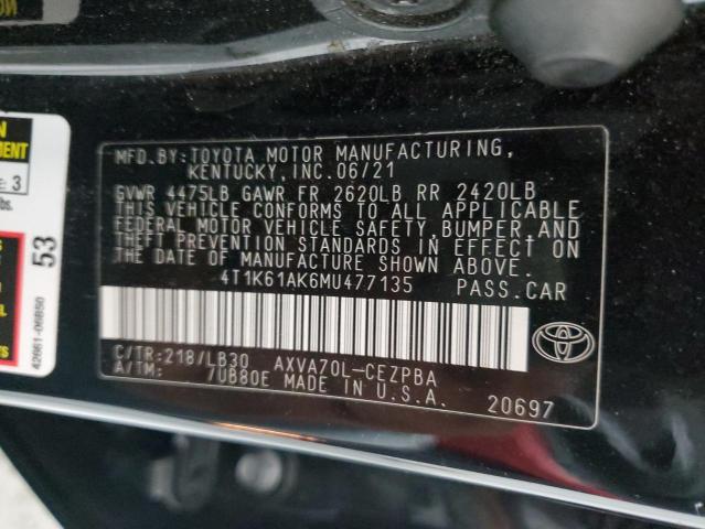 VIN 4T1K61AK6MU477135 2021 Toyota Camry, Xse no.12