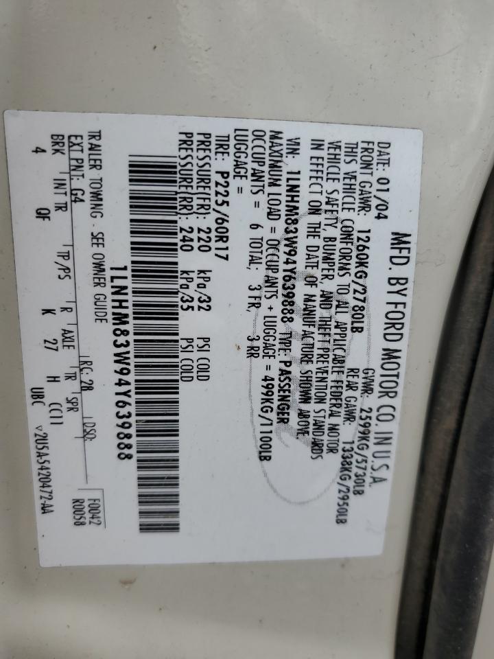 1LNHM83W94Y639888 2004 Lincoln Town Car Ultimate