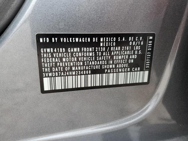 2017 Volkswagen Jetta Se VIN: 3VWDB7AJ4HM234868 Lot: 62608204