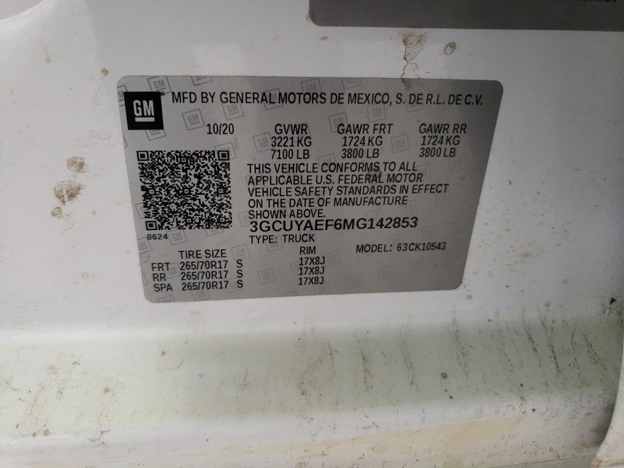 3GCUYAEF6MG142853 2021 Chevrolet Silverado K1500