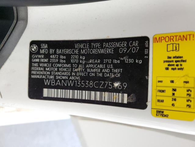2008 BMW 535 I VIN: WBANW13538CZ75469 Lot: 62587384