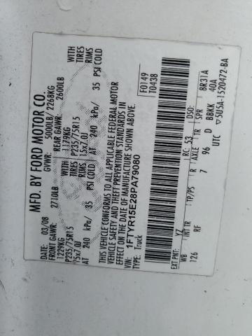 2008 Ford Ranger Super Cab VIN: 1FTYR15E28PA79080 Lot: 61148764