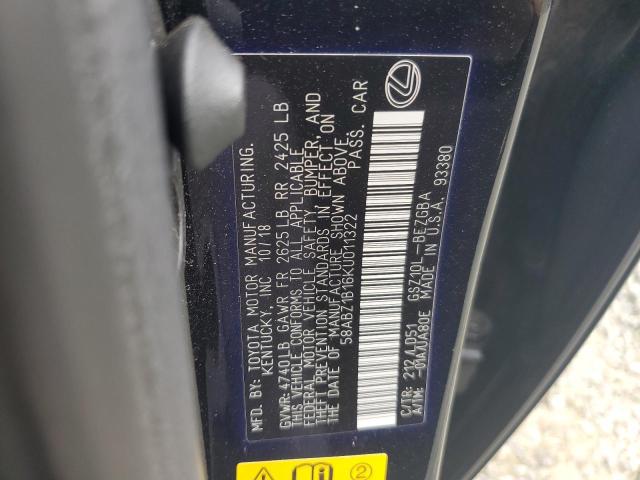 2019 Lexus Es 350 VIN: 58ABZ1B16KU011322 Lot: 63107254