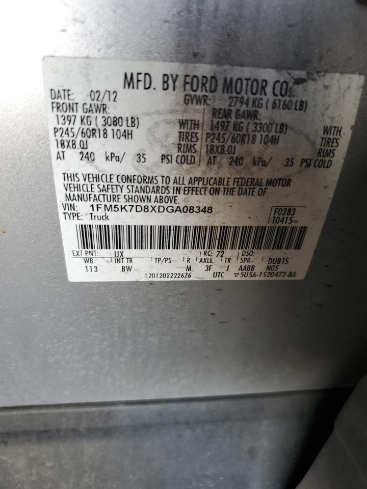 1FM5K7D8XDGA08348 2013 Ford Explorer Xlt