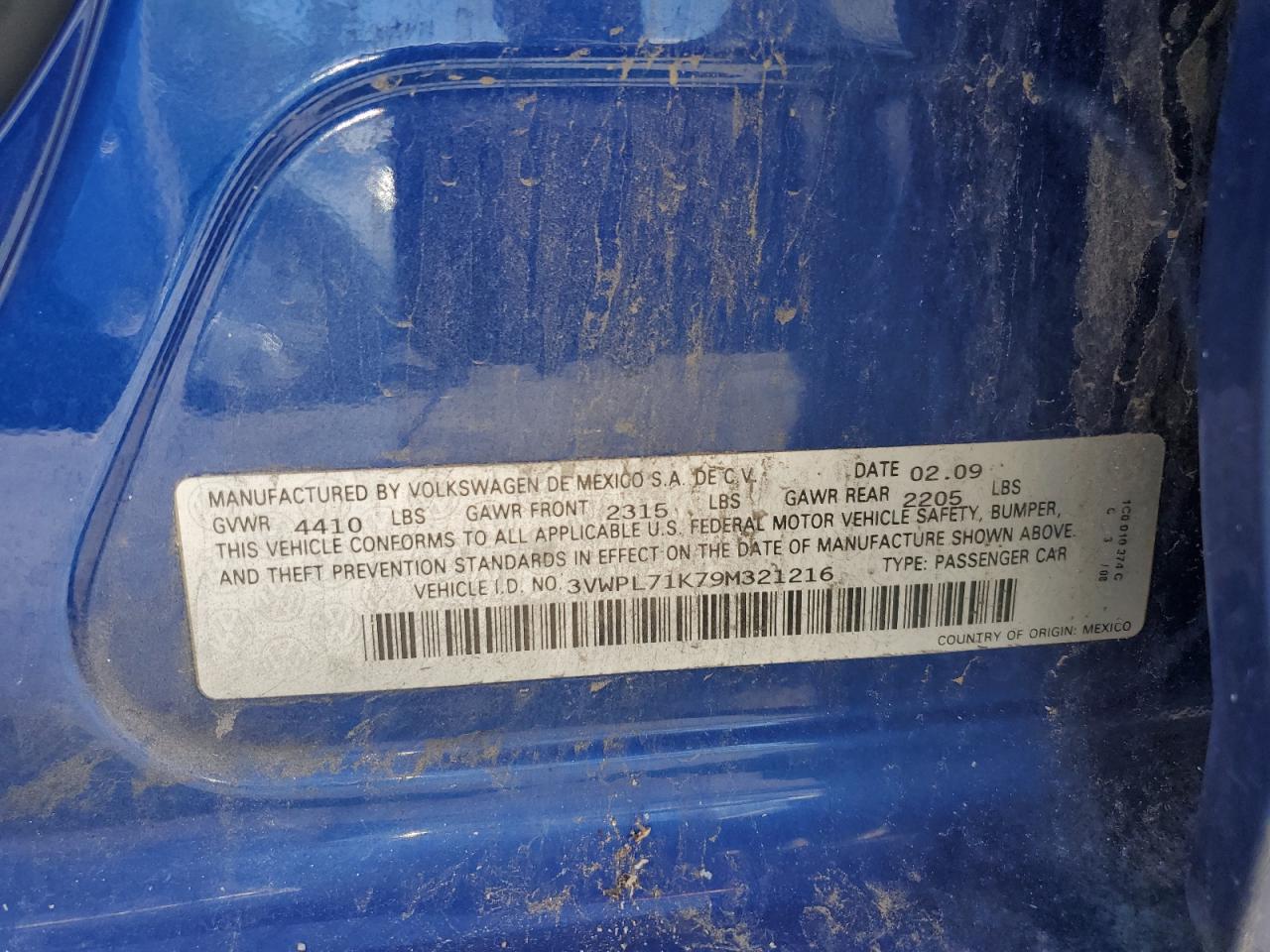 3VWPL71K79M321216 2009 Volkswagen Jetta Tdi