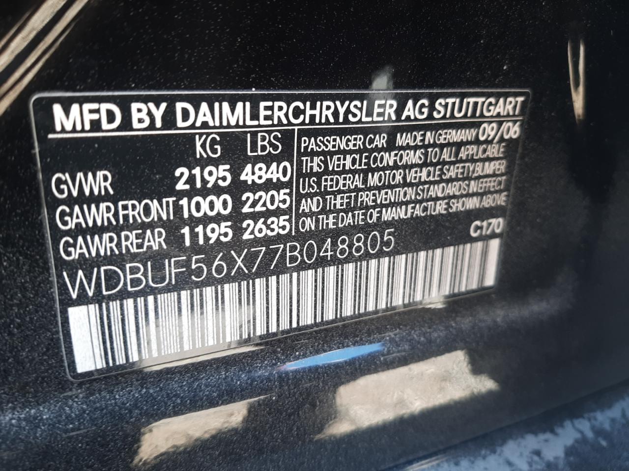 WDBUF56X77B048805 2007 Mercedes-Benz E 350