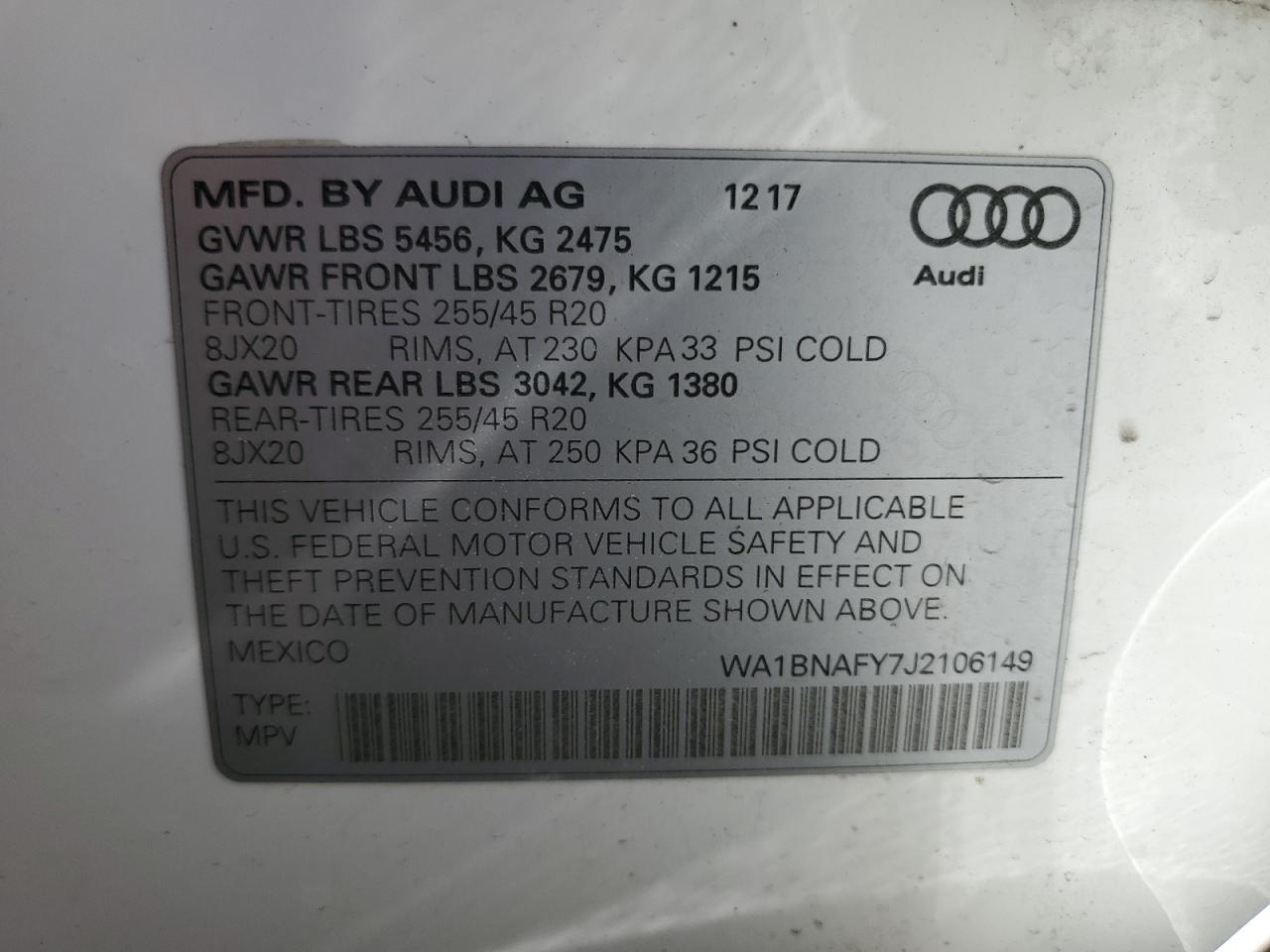 WA1BNAFY7J2106149 2018 Audi Q5 Premium Plus