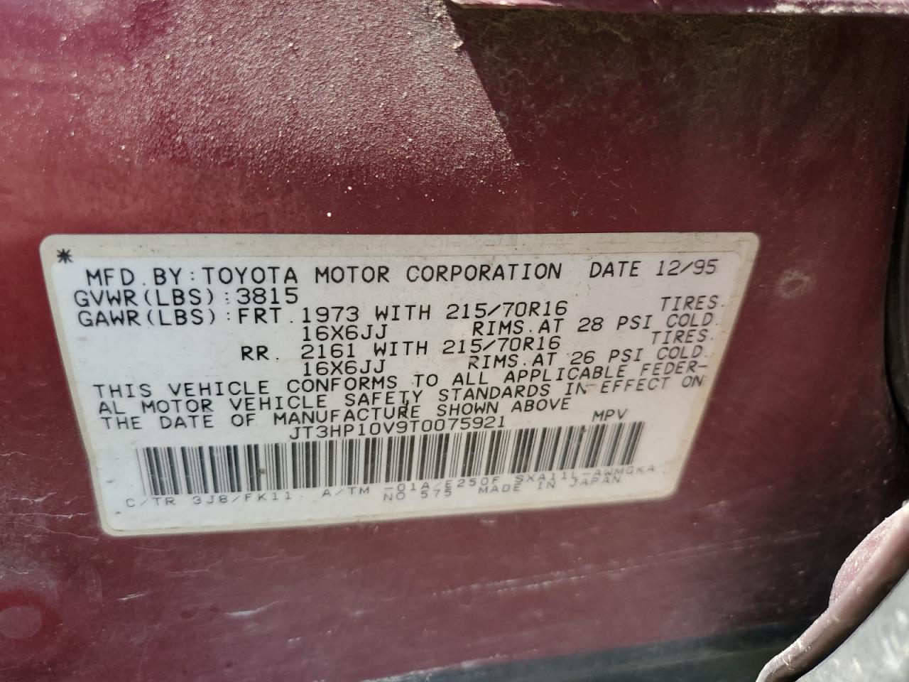 JT3HP10V9T0075921 1996 Toyota Rav4