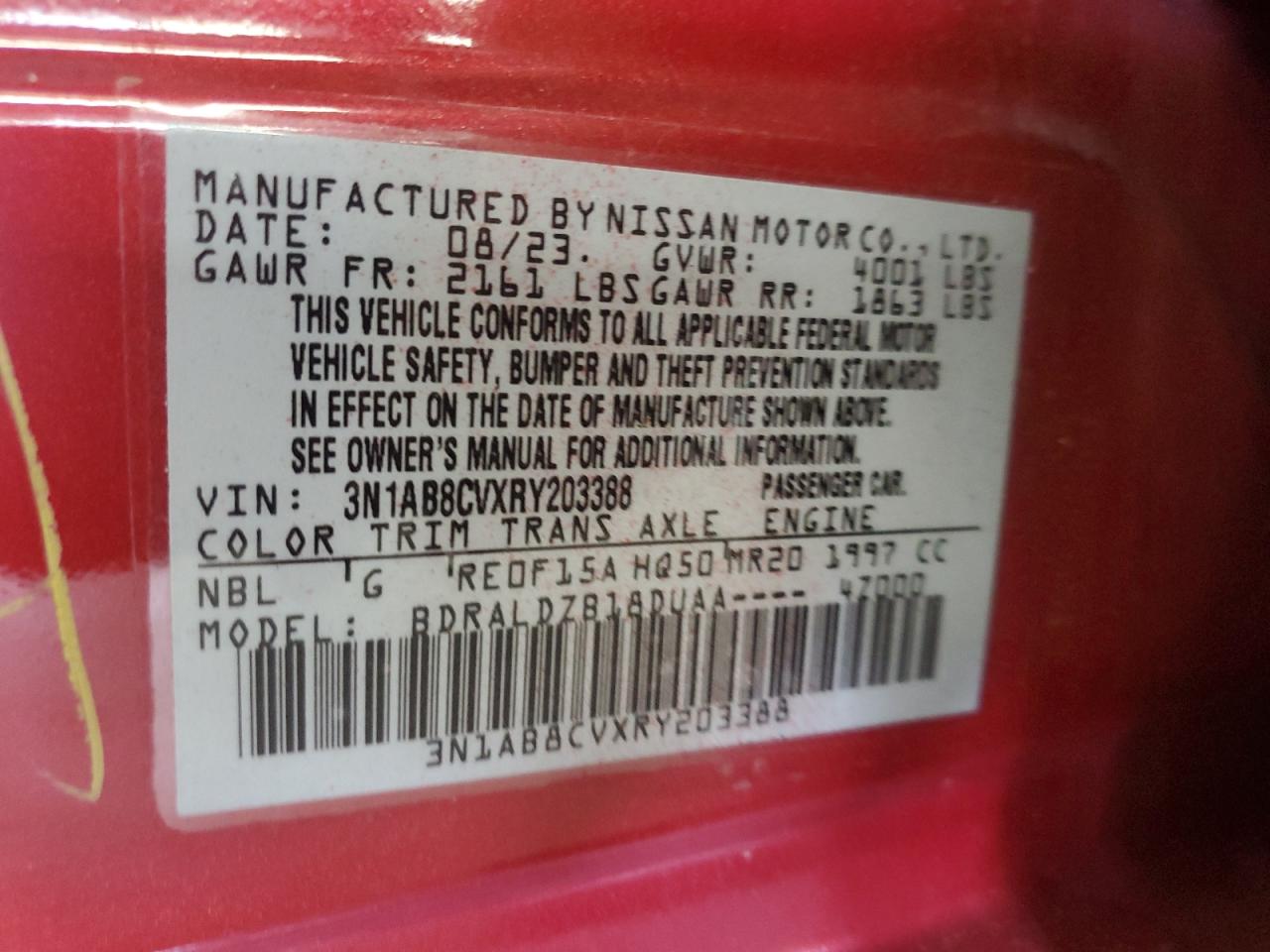 3N1AB8CVXRY203388 2024 Nissan Sentra Sv