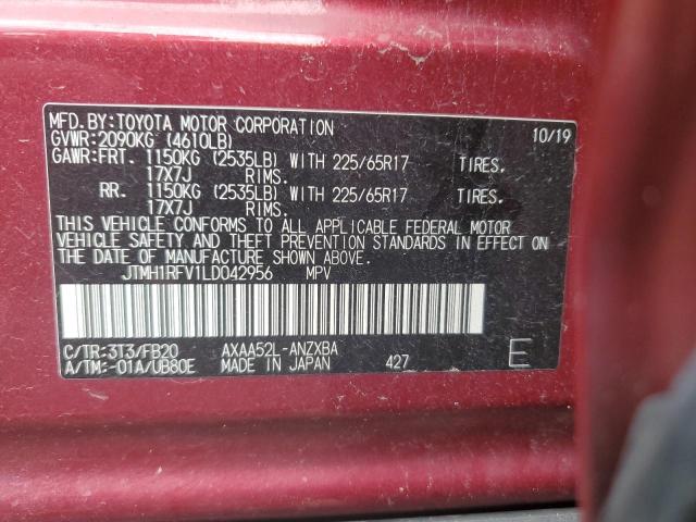 VIN JTMH1RFV1LD042956 2020 Toyota RAV4, LE no.12