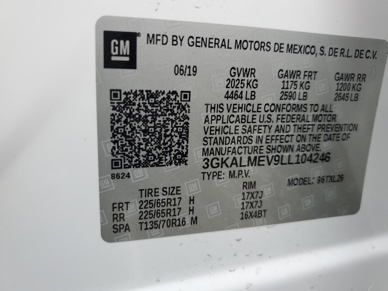 3GKALMEV9LL104246 2020 GMC Terrain Sle