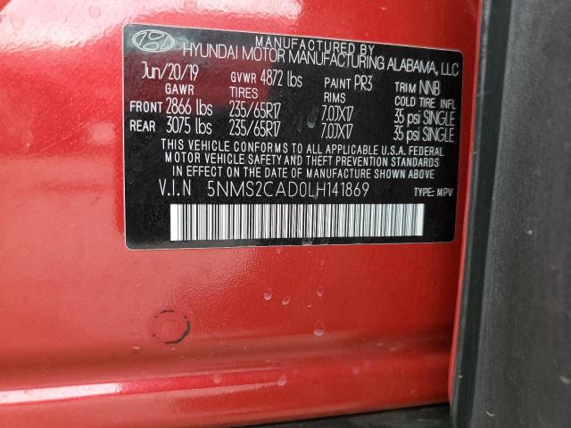 2020 Hyundai Santa Fe Se VIN: 5NMS2CAD0LH141869 Lot: 58406554