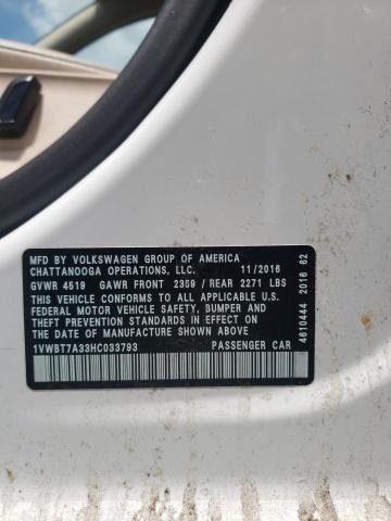 2017 VOLKSWAGEN PASSAT SE - 1VWBT7A33HC033793