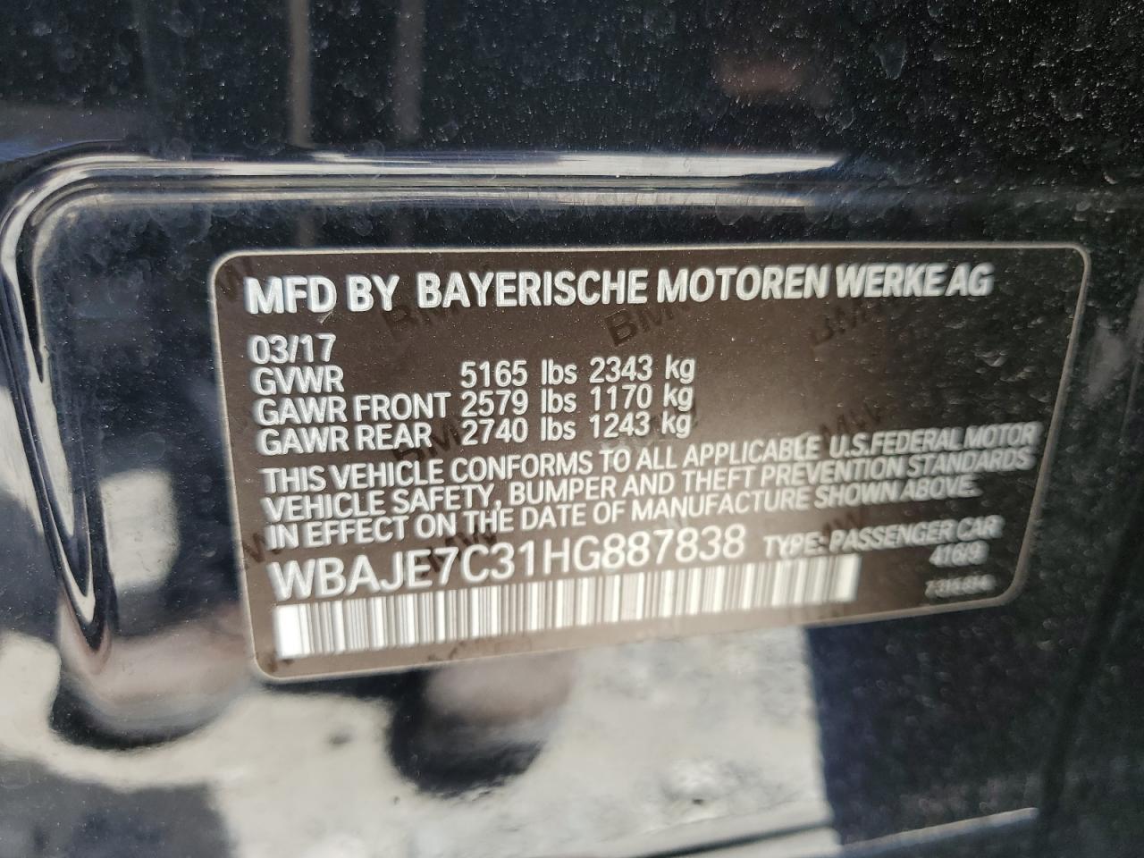WBAJE7C31HG887838 2017 BMW 540 Xi