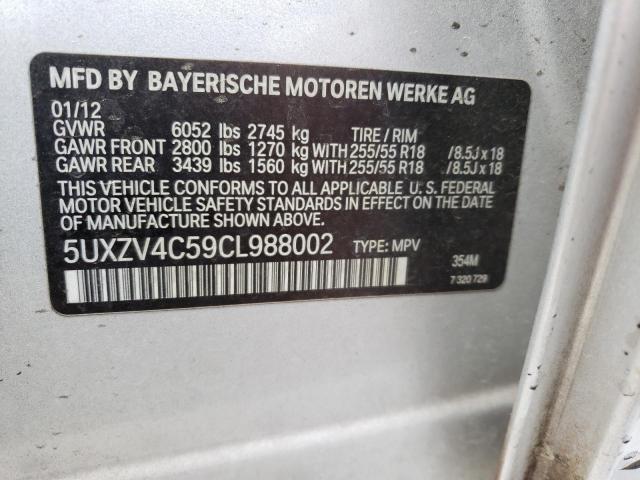 2012 BMW X5 xDrive35I VIN: 5UXZV4C59CL988002 Lot: 62519894
